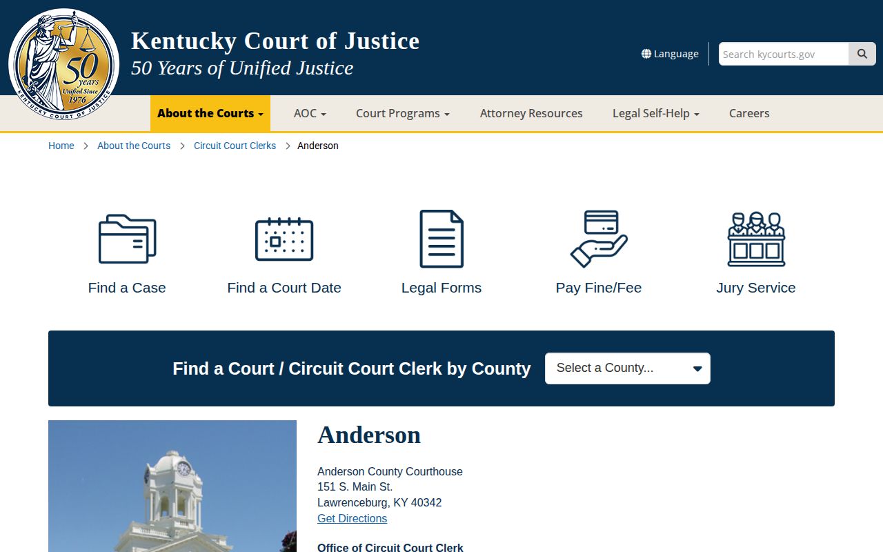 Anderson County court clerk contact for warrant and case records