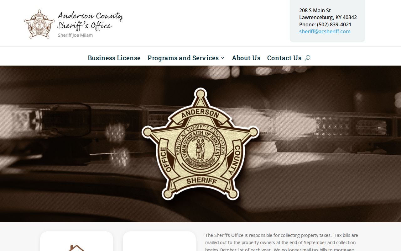 Anderson County Sheriff official warrant information starting point