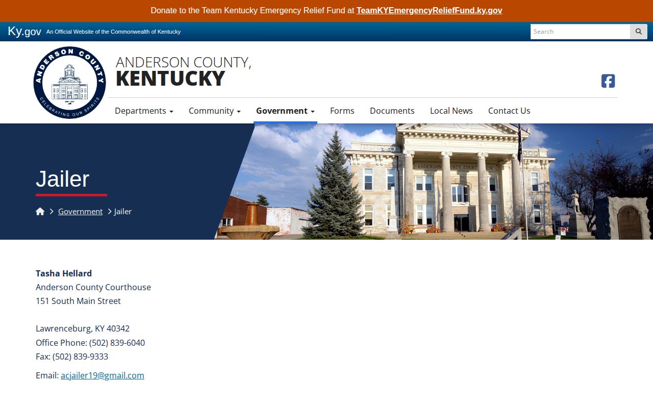 Anderson County Jailer contact for busted booking record routing